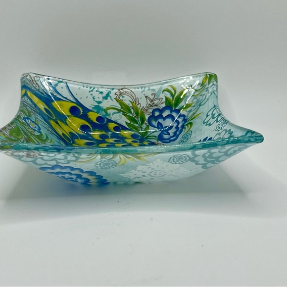 Peacock Design Decorative Glass Plate - Picture 5 of 9